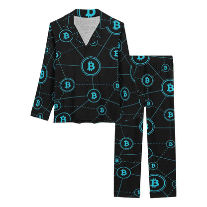 Cryptocurrency Pattern Print Design 01 Women's Long Pajama Set