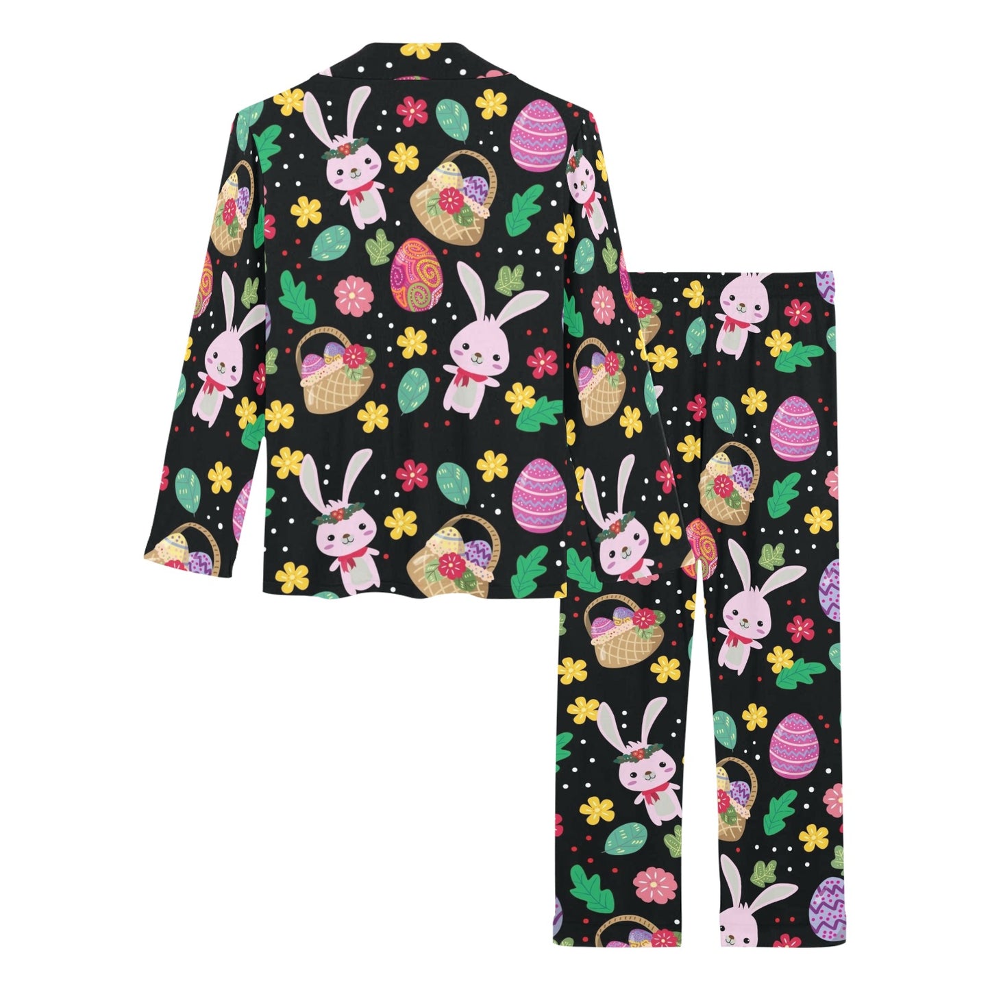 Easter Eggs Pattern Print Design RB05 Women's Long Pajama Set