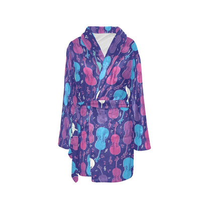Cello Pattern Print Design 01 Women's Fleece Robe