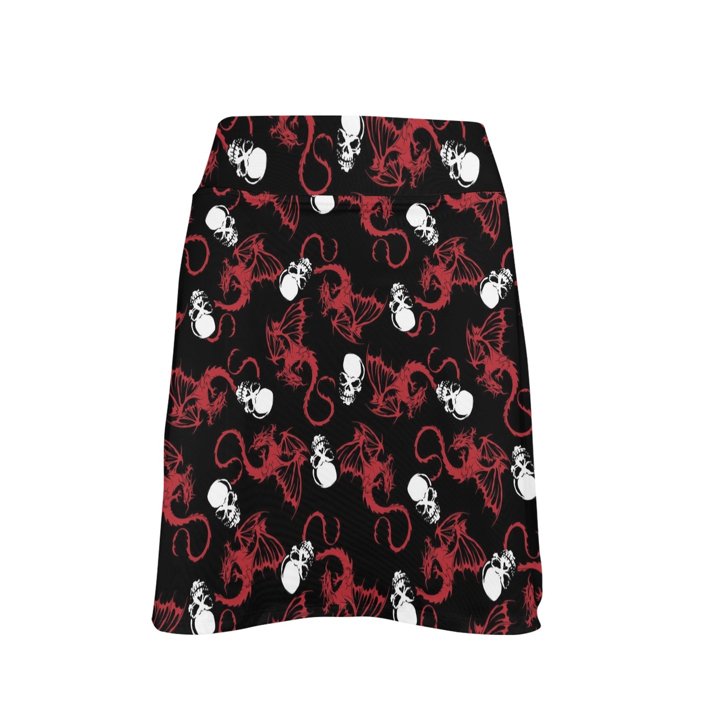Skull With Red Dragon Print Design LKS304 17" Golf & Pickleball Skort with Pockets