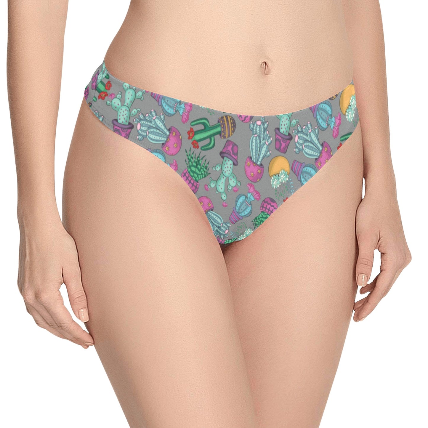 Cactus Colorful Print Pattern Women's Thongs