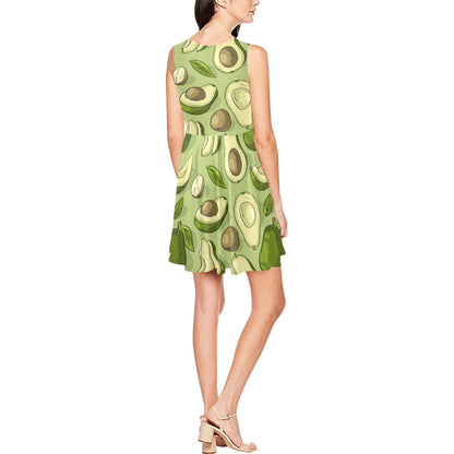 Avocado Pattern Print Design AC03 Sleeveless Dress
