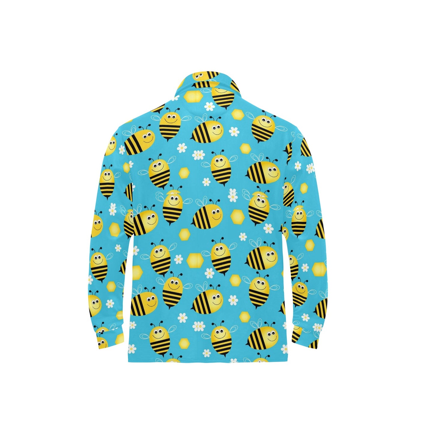 Bee Pattern Print Design BEE06 Long Sleeve Polo Shirt For Men's