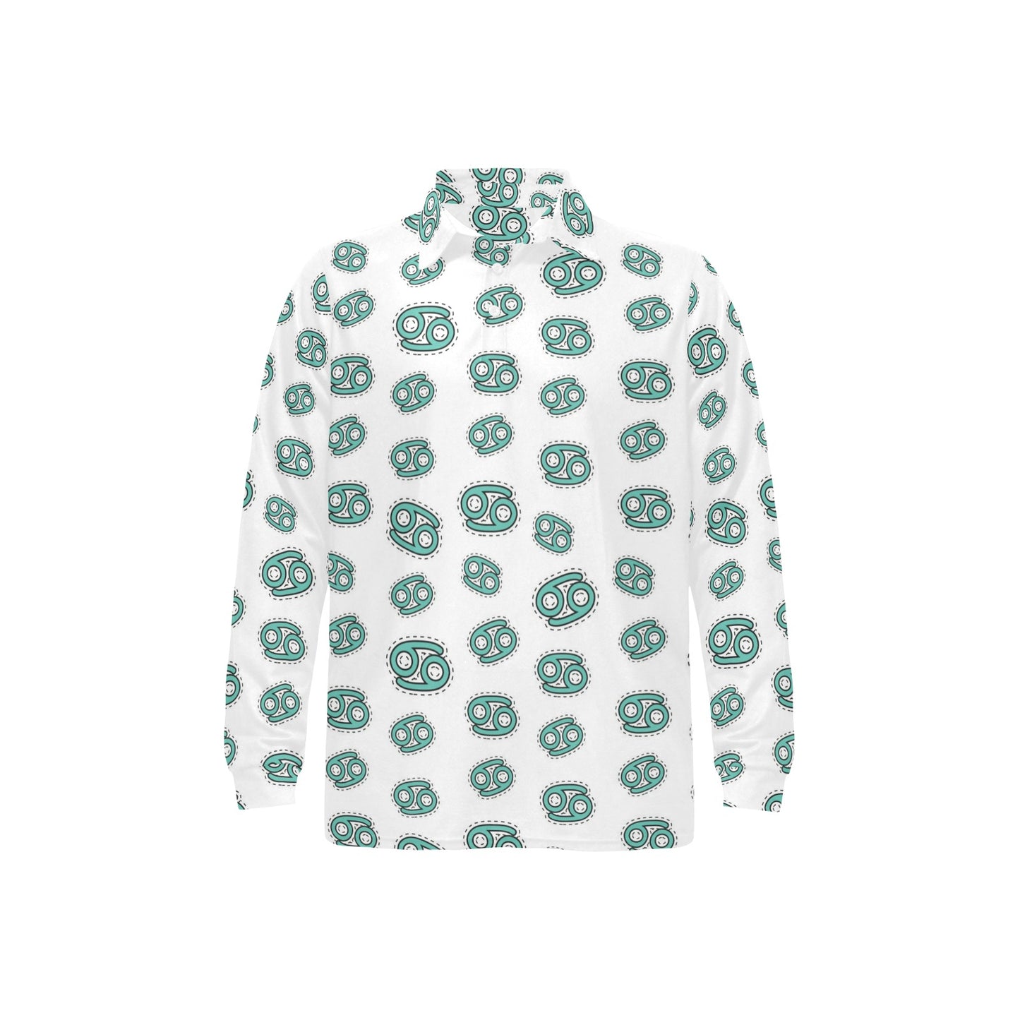 Cancer Zodiac Pattern Print Design 04 Long Sleeve Polo Shirt For Men's