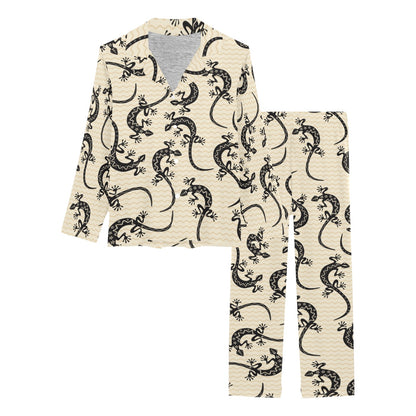 lizard Pattern Print Design 02 Women's Long Pajama Set