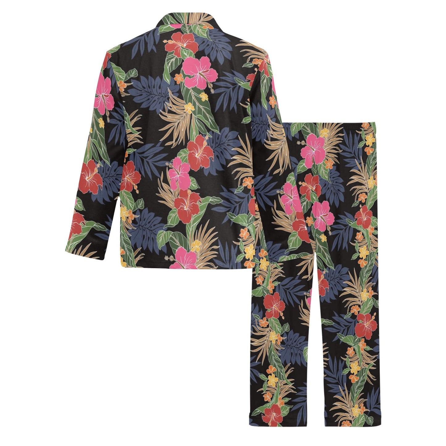 Hawaiian Themed Pattern Print Design H011 Men's Long Pajama Set