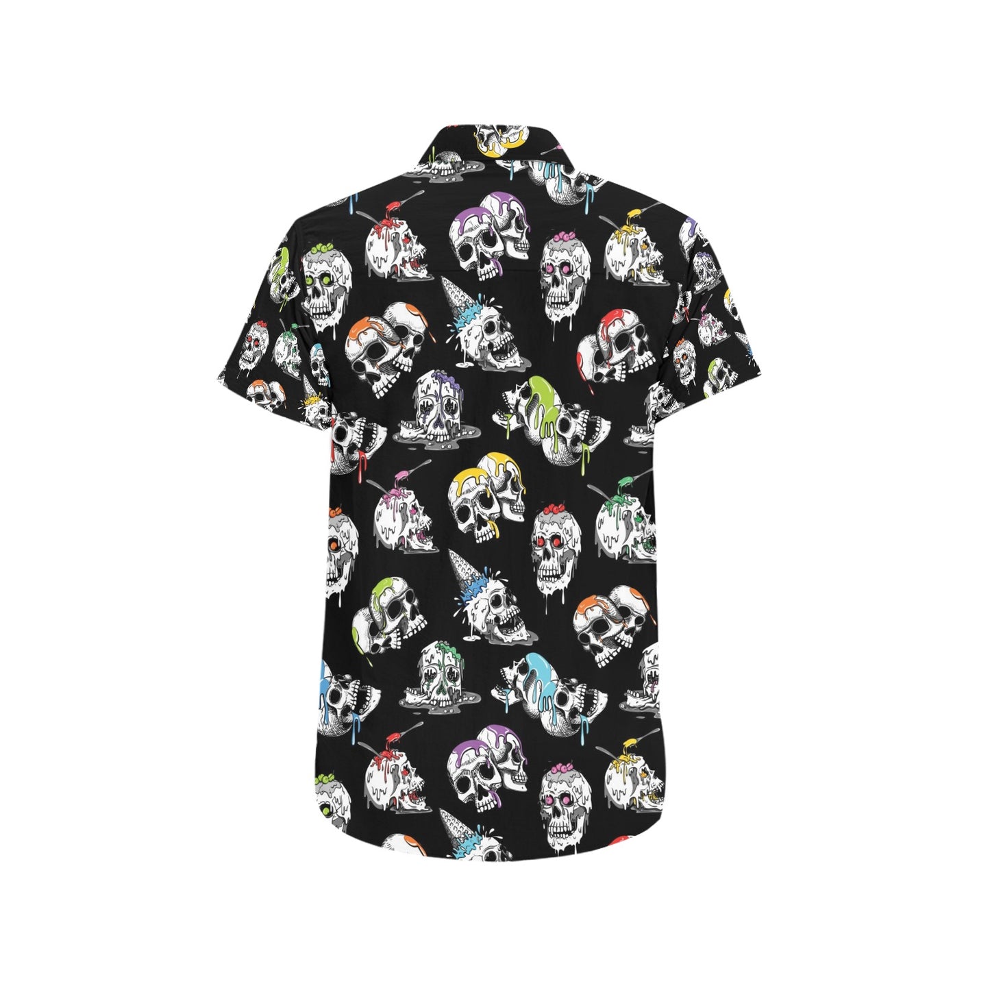 Skull Print Design LKS3013 Men Short Sleeve Button Up Shirt