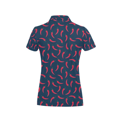 Chilli Pepper Pattern Print Design 03 Women's Polo Shirt
