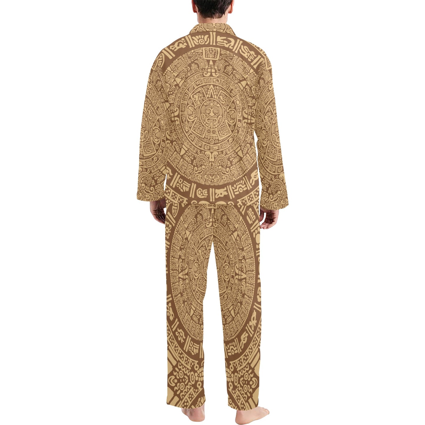 Mayan Pattern Print Design 01 Men's Long Pajama Set
