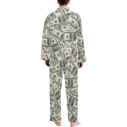 Dollar Pattern Print Design DO02 Men's Long Pajama Set