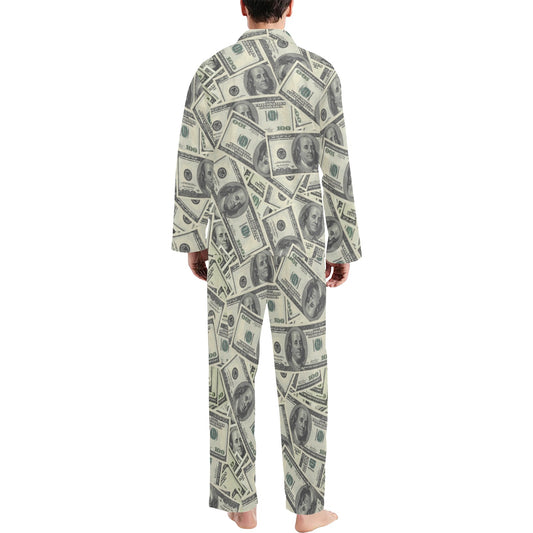 Dollar Pattern Print Design DO02 Men's Long Pajama Set