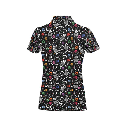 Skeleton Print Design LKS307 Women's Polo Shirt