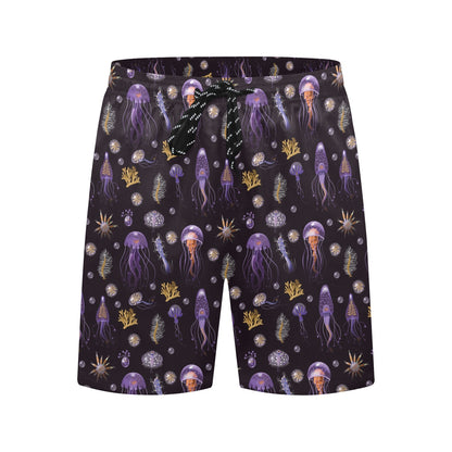 Seaweed With Jelly Fish Print Design LKS305 Men's Swim Trunks Beach Shorts