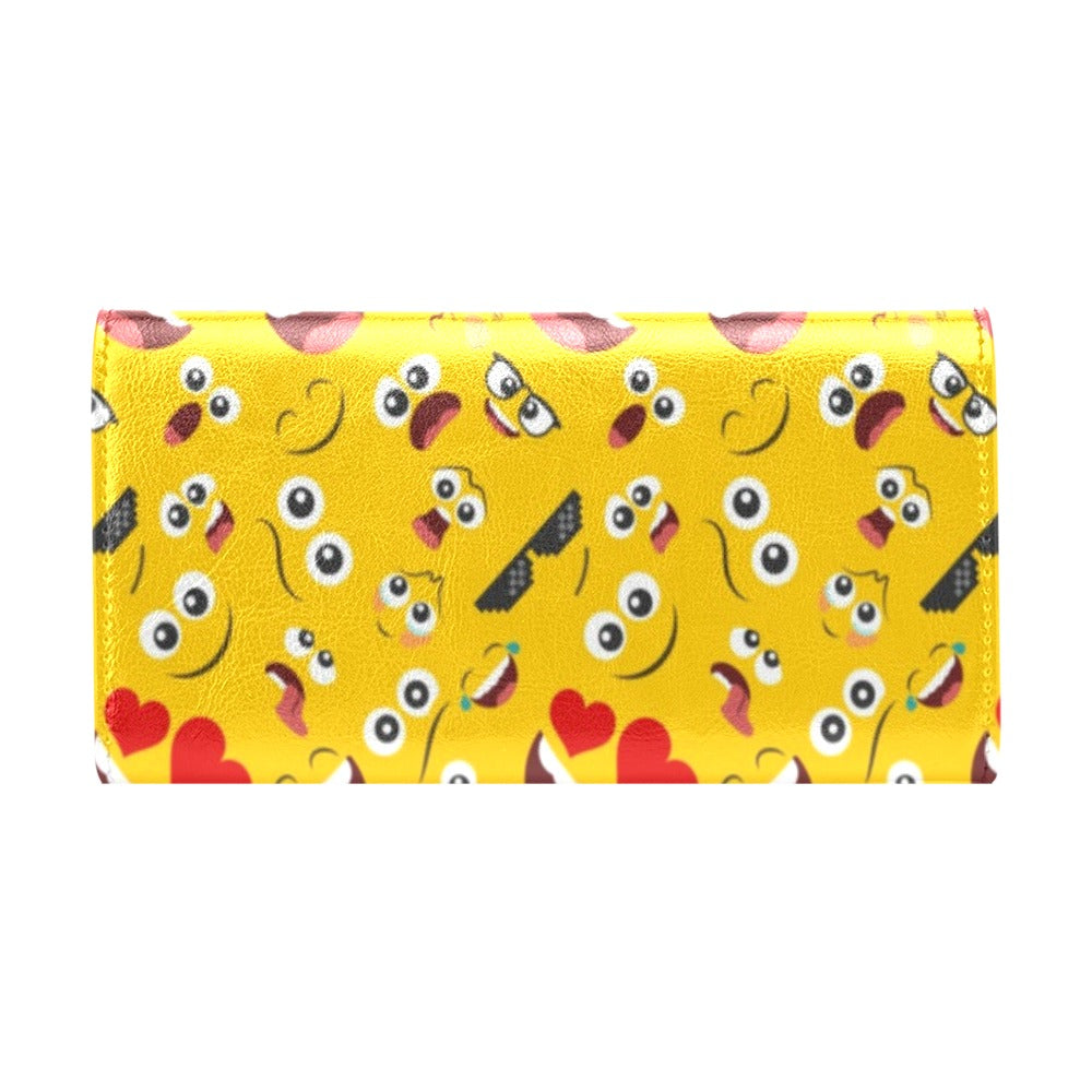 Emoji Face Print Pattern Women's Trifold Wallet