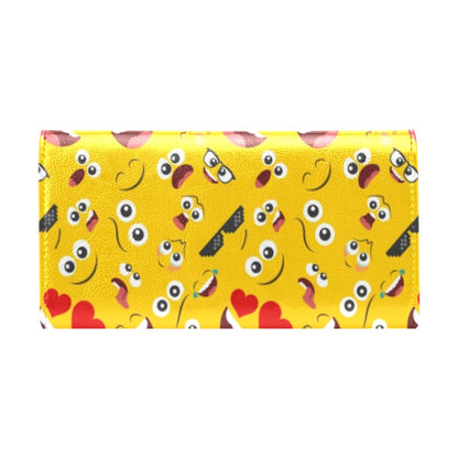 Emoji Face Print Pattern Women's Trifold Wallet