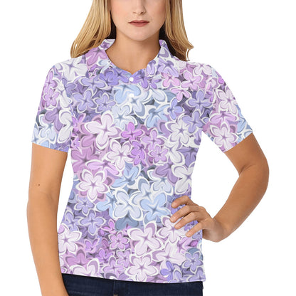 Lilac Pattern Print Design LI01 Women's Polo Shirt