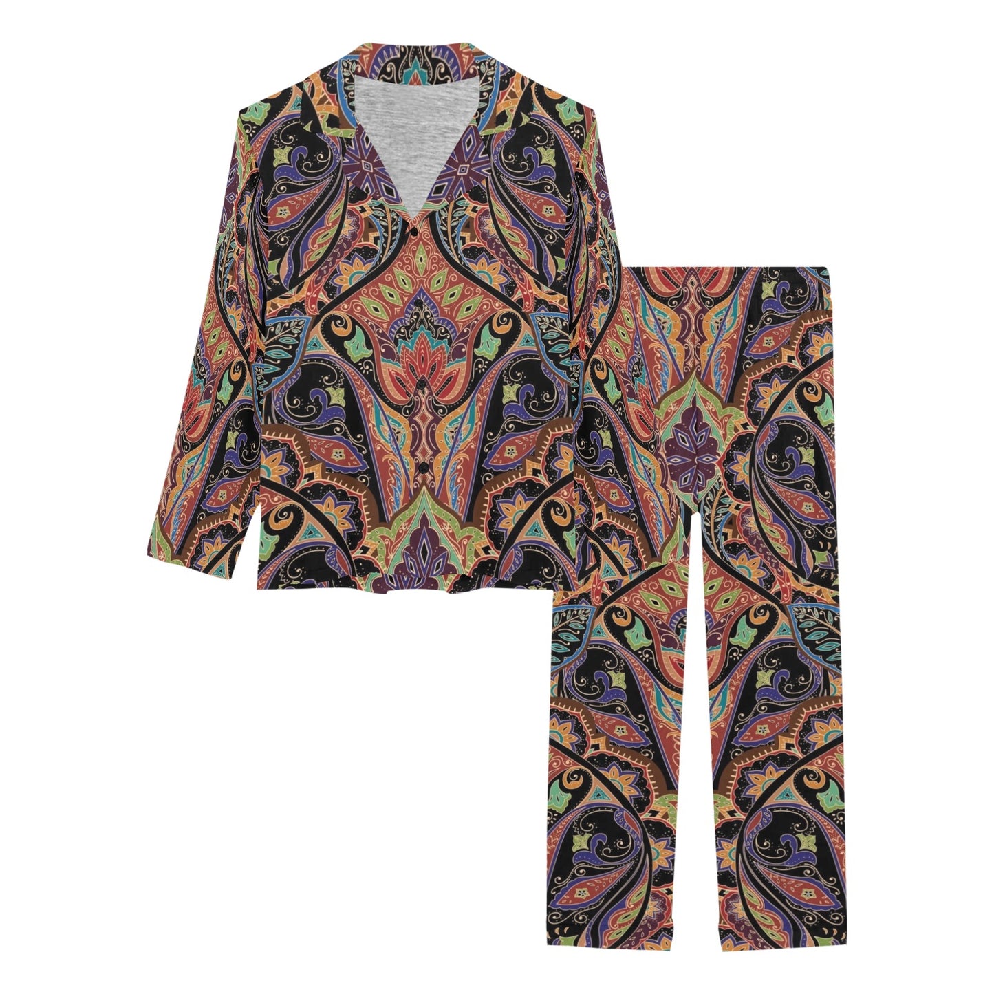 Bohemian Pattern Print Design 06 Women's Long Pajama Set