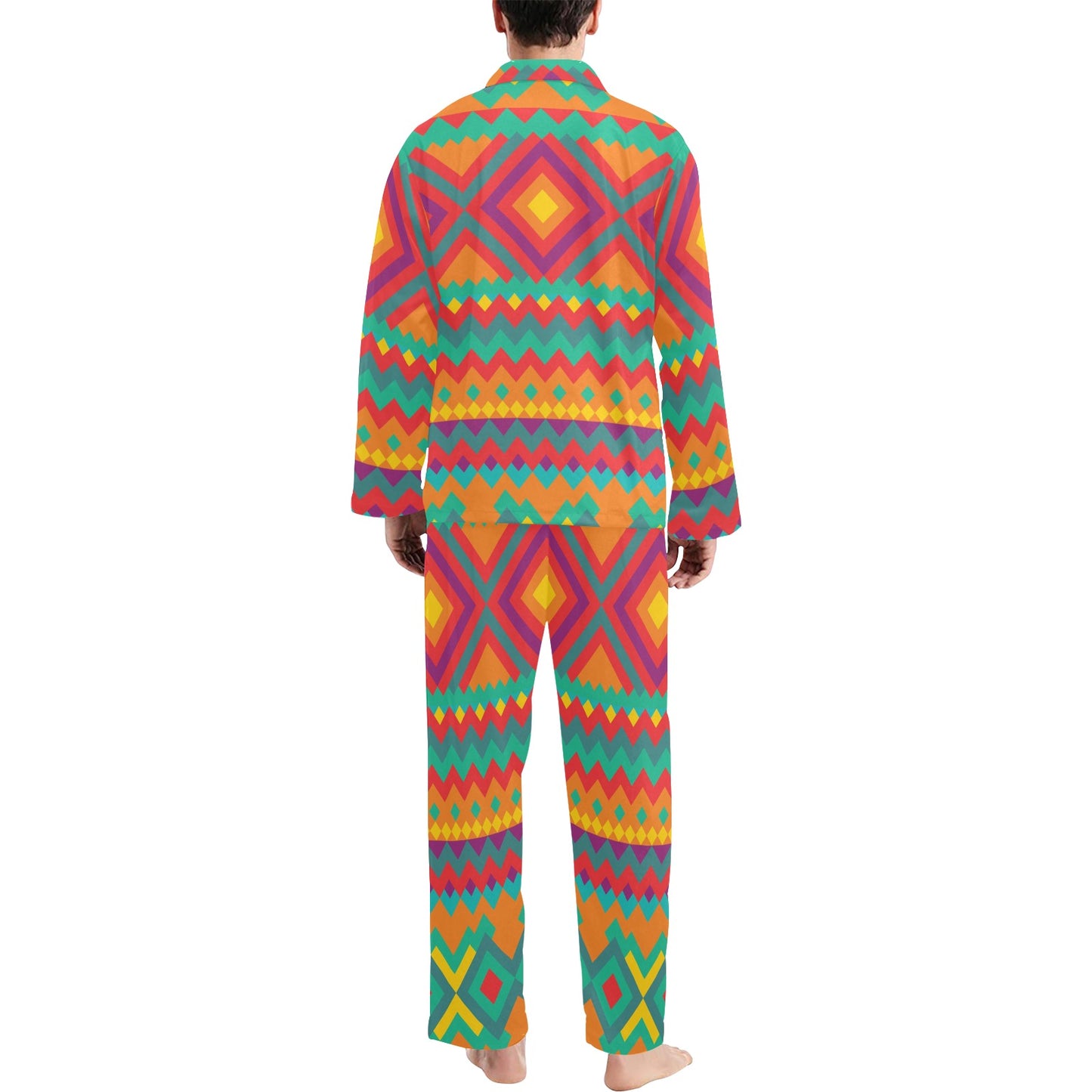 Mexican Pattern Print Design 04 Men's Long Pajama Set