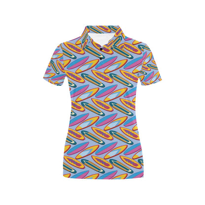 Surfboard Pattern Print Design LKS303 Women's Polo Shirt