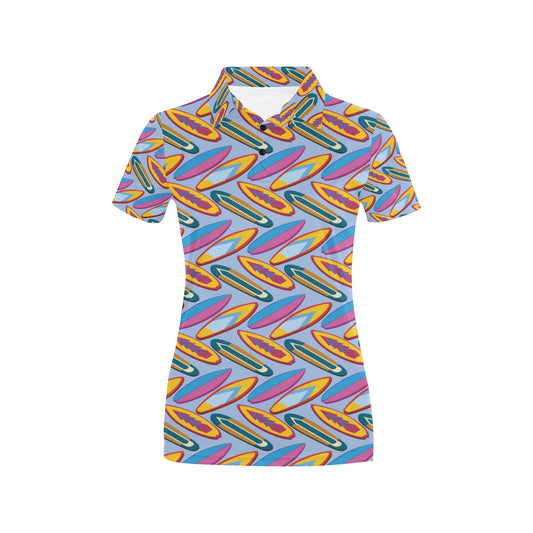 Surfboard Pattern Print Design LKS303 Women's Polo Shirt