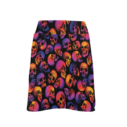 Skull Multicolor Print Design LKS3011 17" Golf & Pickleball Skort with Pockets