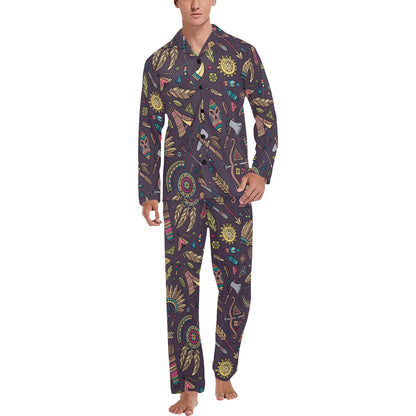 Tribal native american Aztec Men's Long Pajama Set