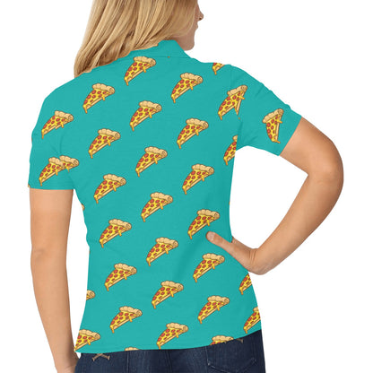 Pizza Pattern Print Design A03 Women's Polo Shirt