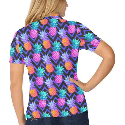 Pineapple Color Art Pattern Women's Polo Shirt