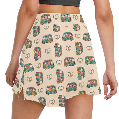 Hippie Van Peace Print Design LKS303 17" Golf & Pickleball Skort with Pockets