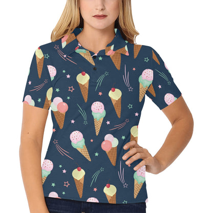 Ice Cream Pattern Print Design 04 Women's Polo Shirt