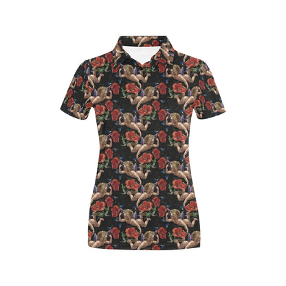 Cupid Pattern Print Design 05 Women's Polo Shirt