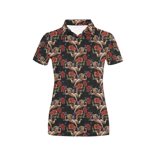 Cupid Pattern Print Design 05 Women's Polo Shirt