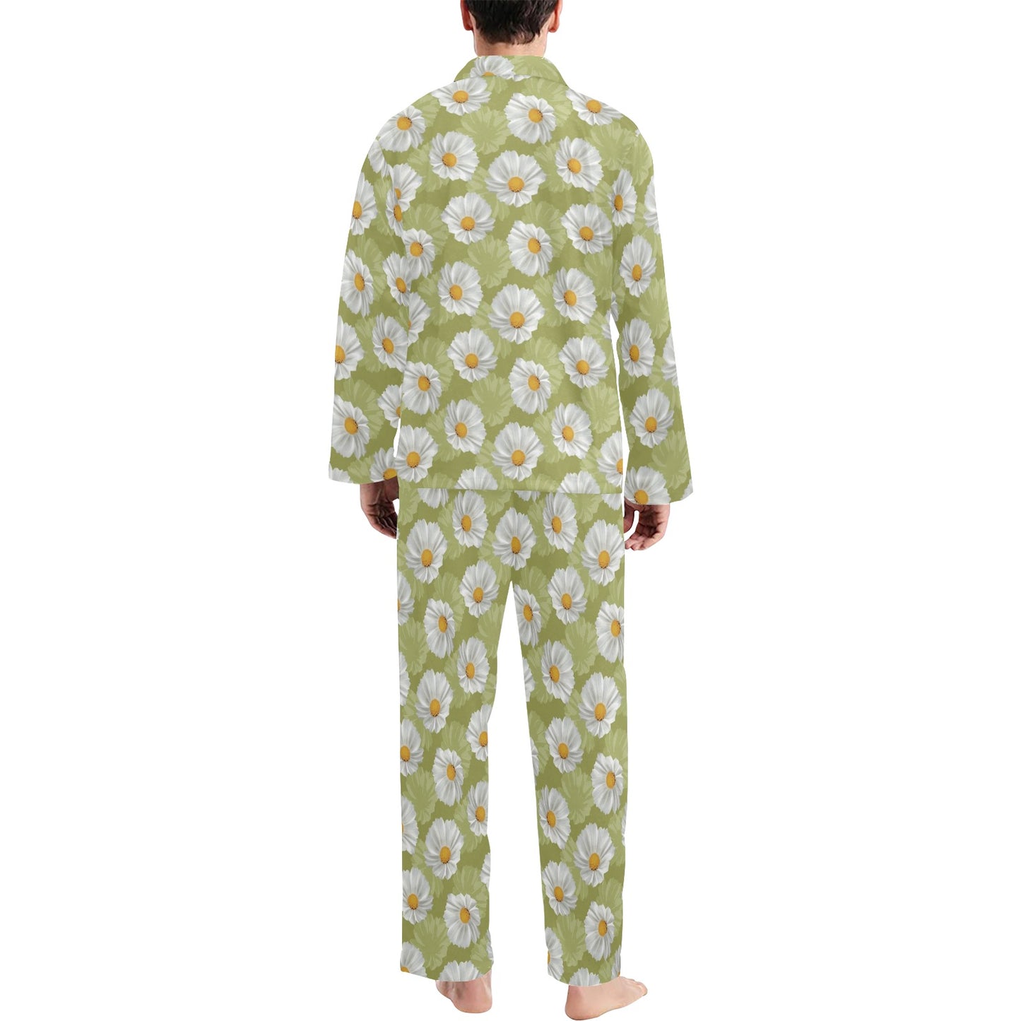 Daisy Pattern Print Design DS06 Men's Long Pajama Set