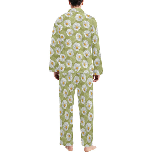 Daisy Pattern Print Design DS06 Men's Long Pajama Set