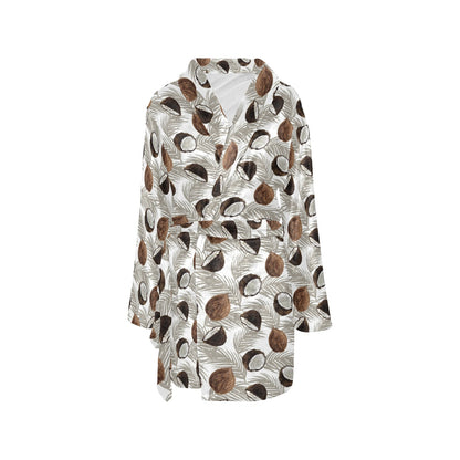 Coconut Pattern Print Design CN03 Women's Fleece Robe
