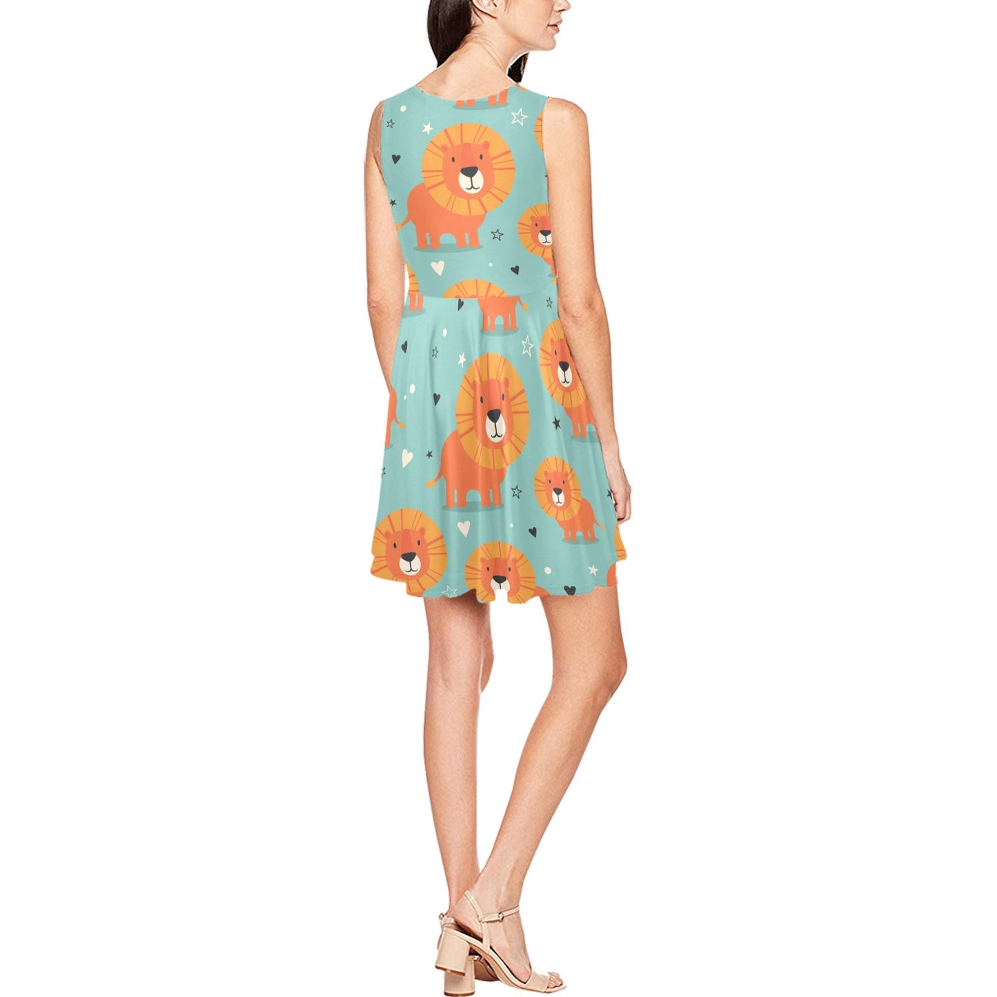 Lion Baby Pattern Print Design 03 Sleeveless Dress