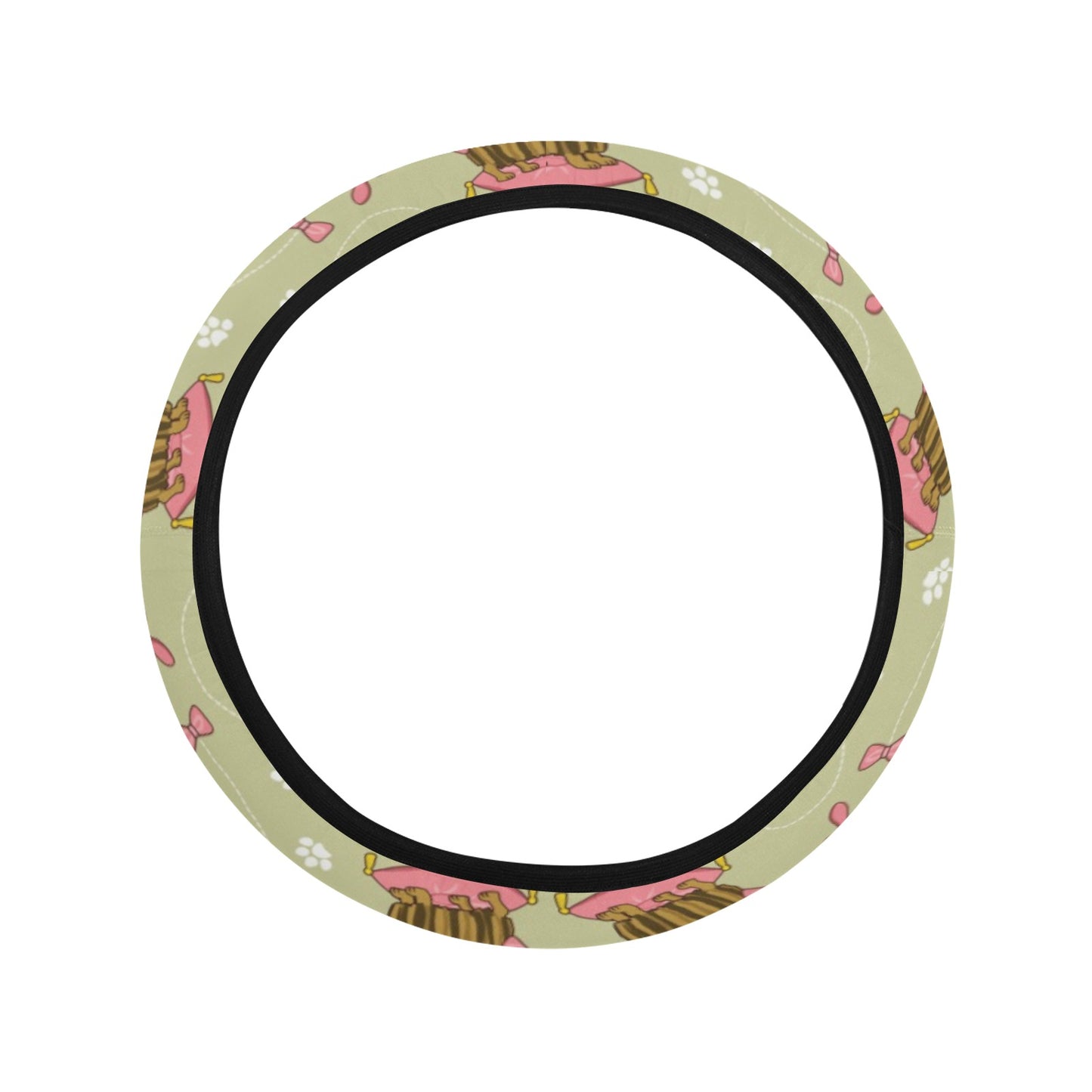 Yorkshire Cute Terriers Print Design LKS301 Steering Wheel Cover with Elastic Edge