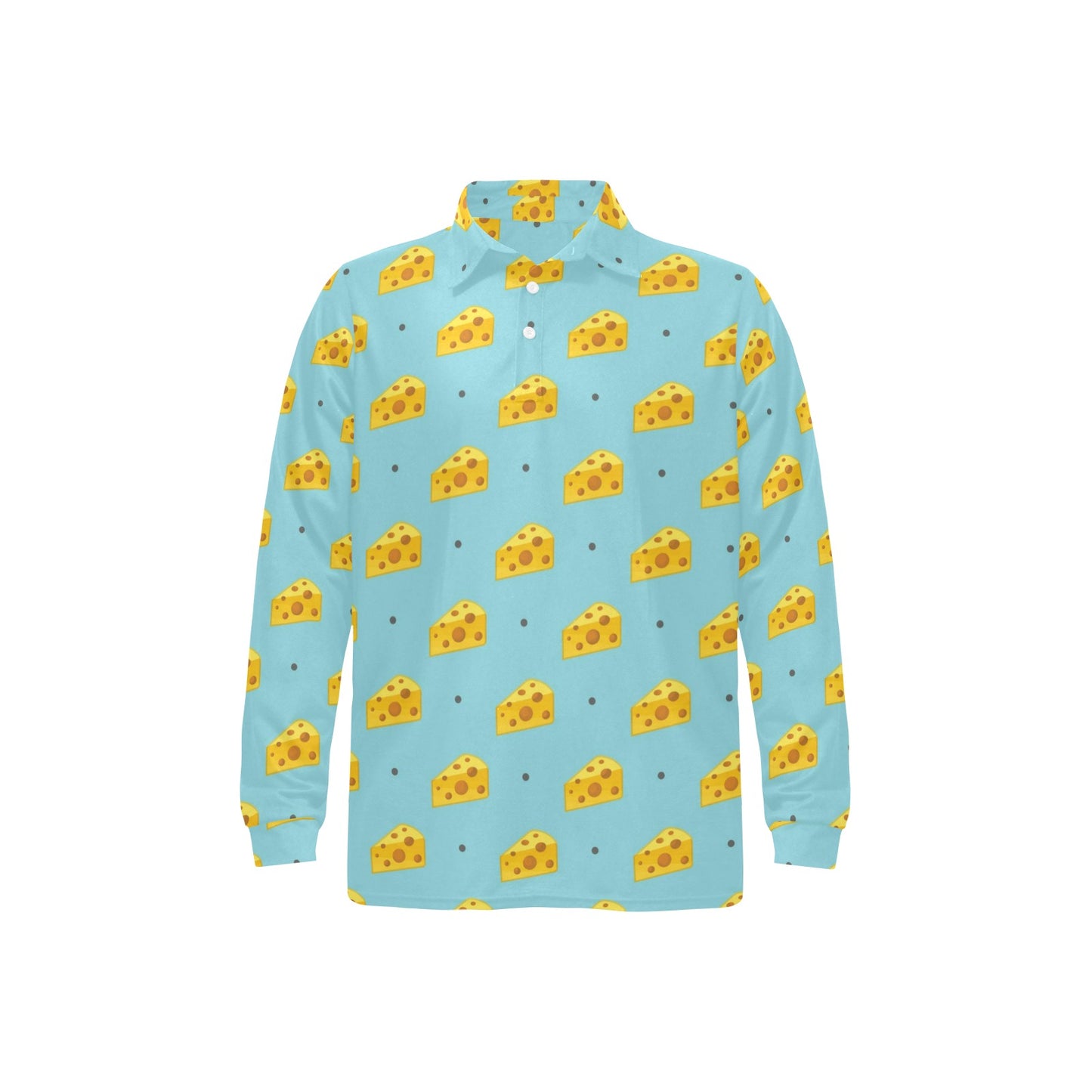 Cheese Pattern Print Design 02 Long Sleeve Polo Shirt For Men's