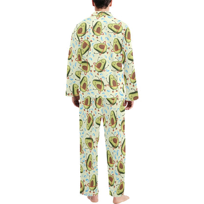 Avocado Pattern Print Design AC02 Men's Long Pajama Set