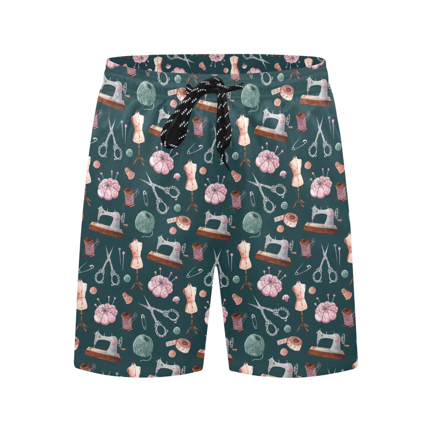 Sewing Equipment Print Design LKS307 Men's Swim Trunks Beach Shorts