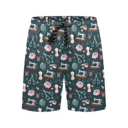 Sewing Equipment Print Design LKS307 Men's Swim Trunks Beach Shorts