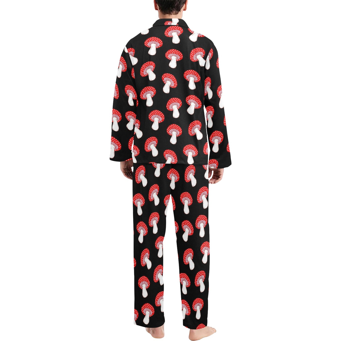 Mushroom Pattern Print Design A02 Men's Long Pajama Set