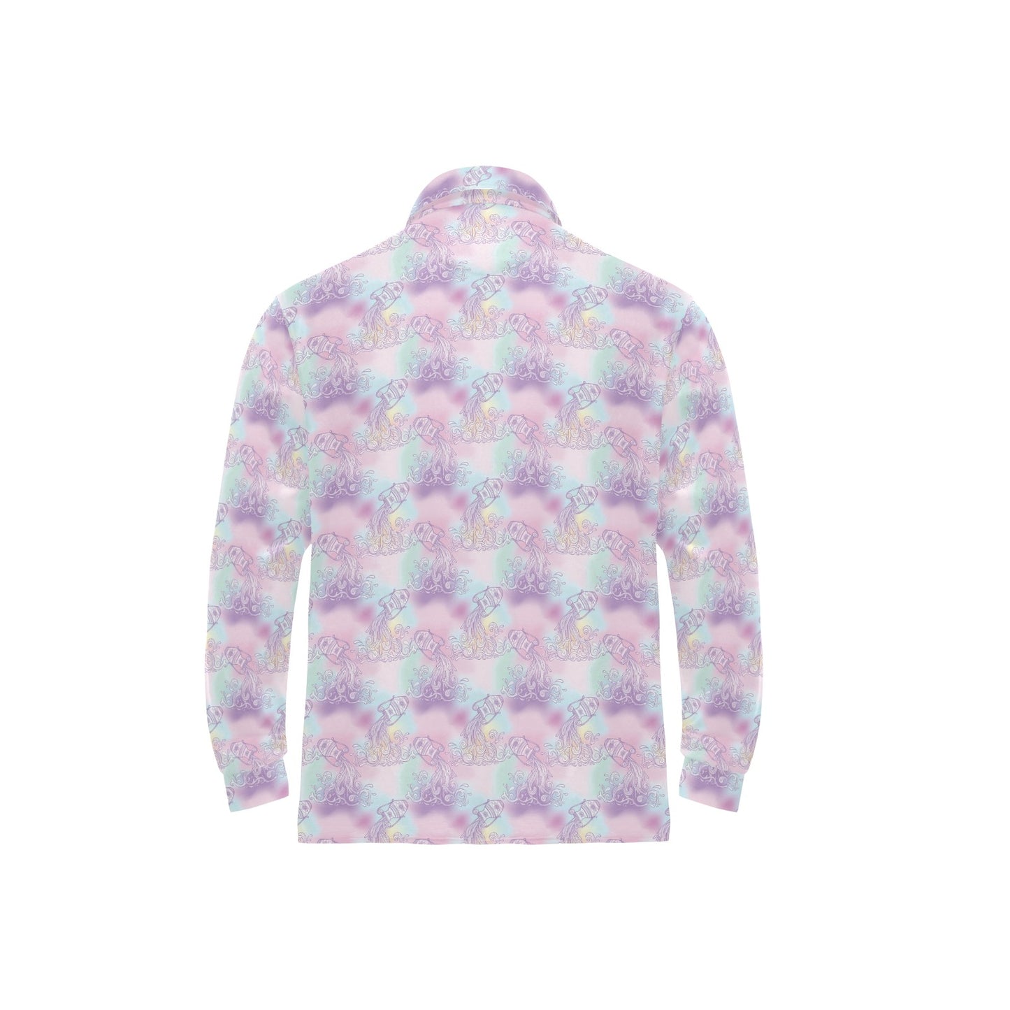 Aquarius Zodiac Pattern Print Design 01 Long Sleeve Polo Shirt For Men's