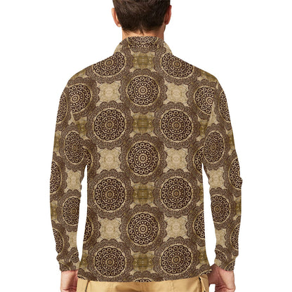 Ancient Greek Symbol Print Design LKS309 Long Sleeve Polo Shirt For Men's