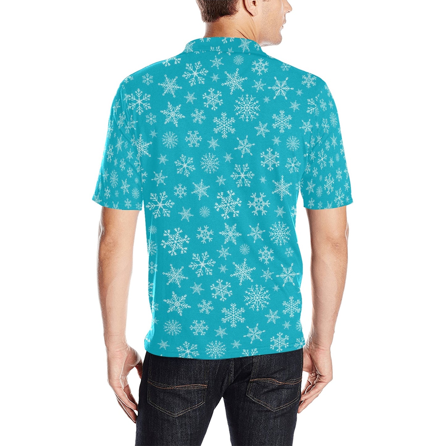 Snowflake Print Design LKS304 Men Polo Shirt