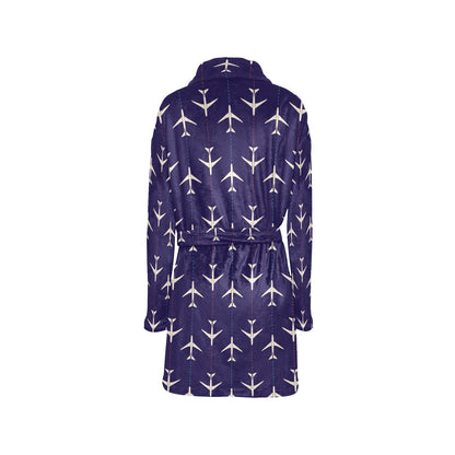 Airplane Pattern Print Design 03 Women's Fleece Robe