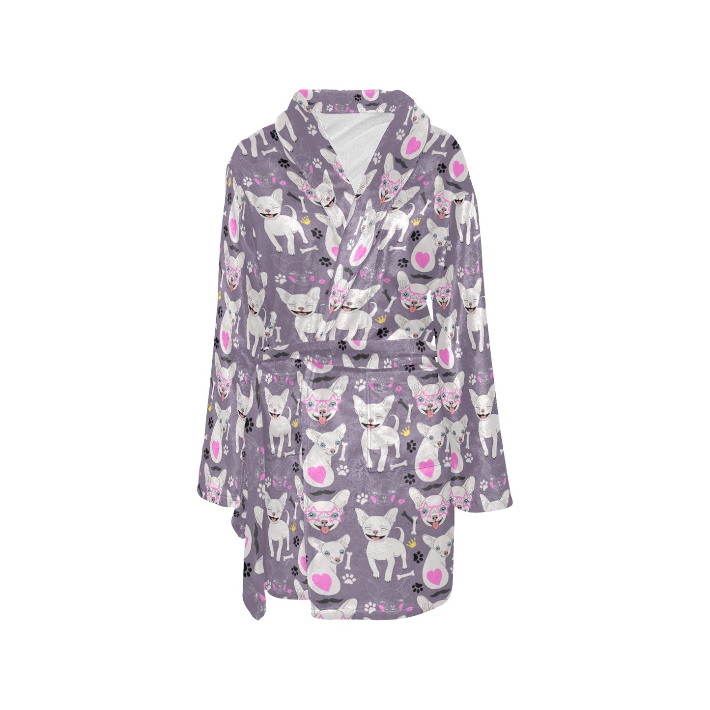 Chihuahua Happy Pattern Women's Fleece Robe