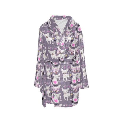 Chihuahua Happy Pattern Women's Fleece Robe