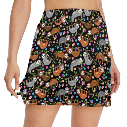 Sloth Print Design LKS306 17" Golf & Pickleball Skort with Pockets
