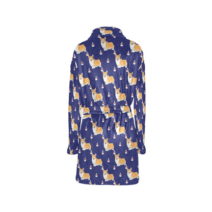 Pembroke Welsh Corgis Pattern Print Design A07 Women's Fleece Robe
